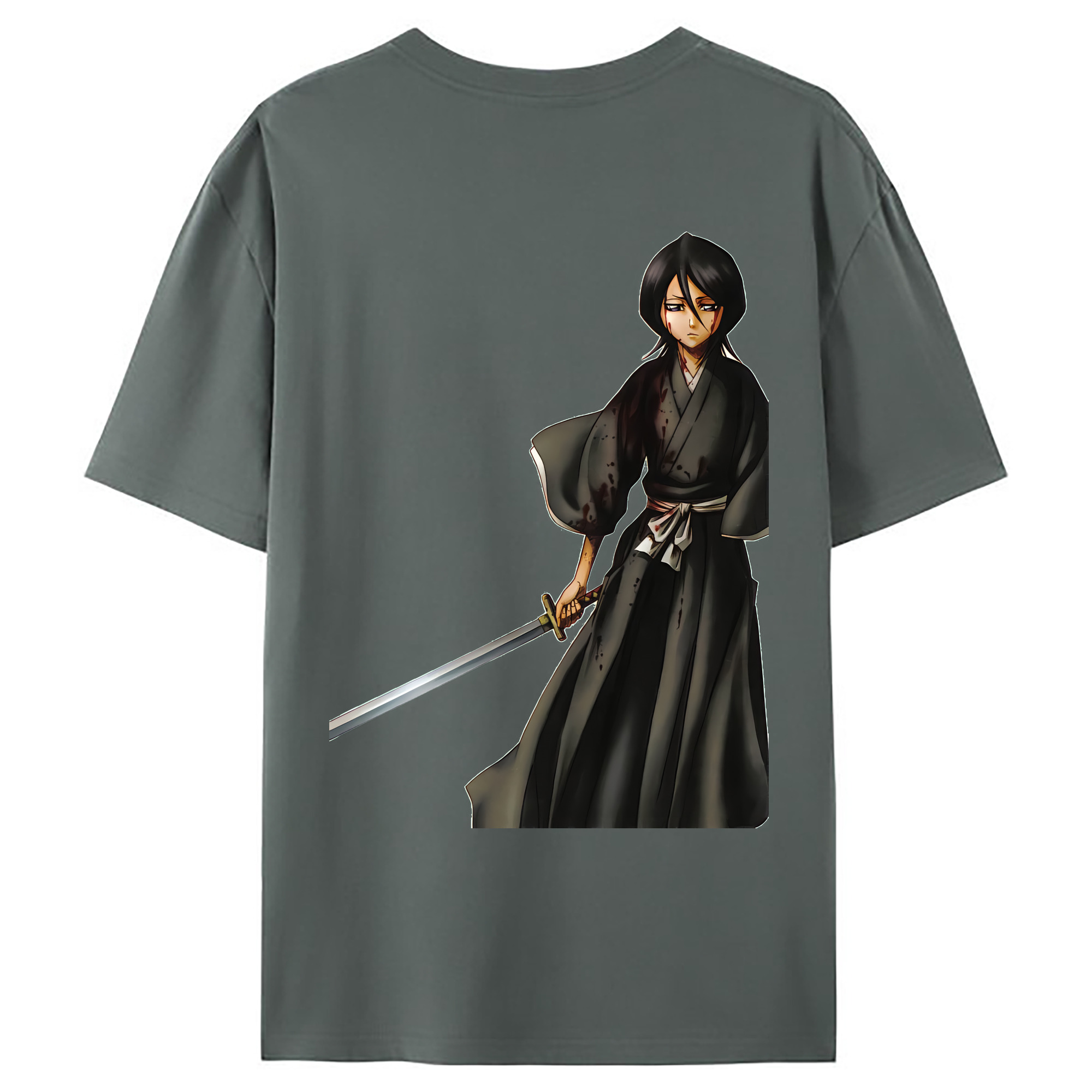 （画像用） ブリーチ 朽木ルキア BLEACH Kuchiki Rukia 綿100％ メンズ半袖Tシャツ（バックプリント） 通気性